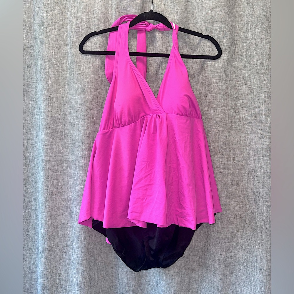 Catalina Hot Pink Halter One-Piece Swimsuit | Size 2X (18W-20W)
